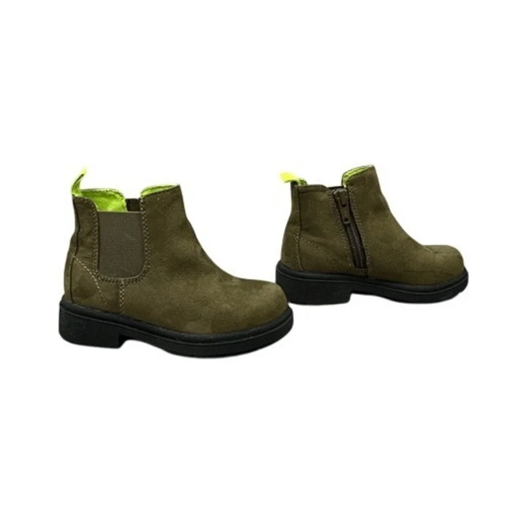 The GAP Chelsea Kidcore Olive Faux Suede High Top‎ Side Zip Boots 7 Blokecore